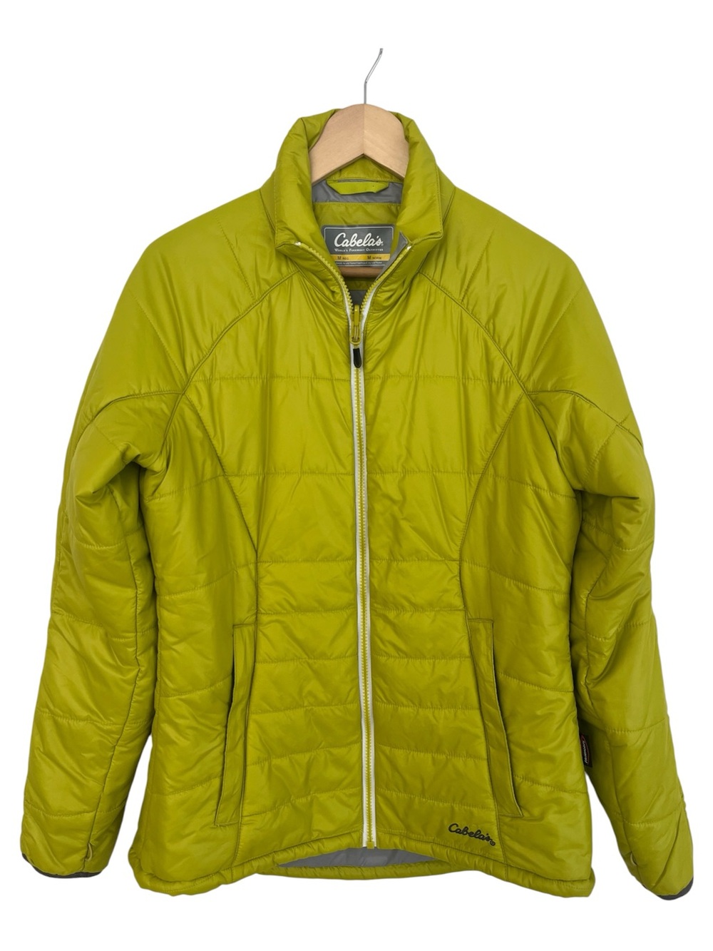 Cabela's PrimaLoft Packable Puffer Jacket Lime Green Medium Insulated Gorpcore